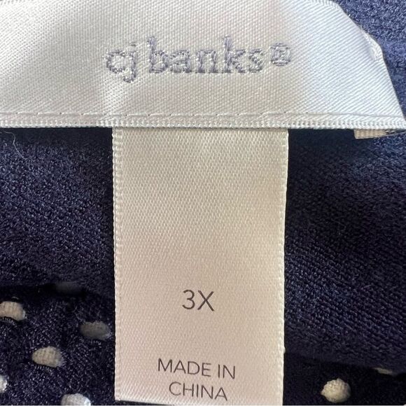 CJ Banks Preppy Navy White Striped Open Front Laser Cut Cardigan Sweater SZ 3X - Picture 7 of 10